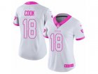 Women Nike Oakland Raiders #18 Connor Cook Limited White Pink Rush Fashion NFL Jersey