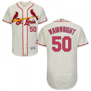 2016 Men St. Louis Cardinals #50 Adam Wainwright Majestic Cream Flexbase Authentic Collection Player Jersey