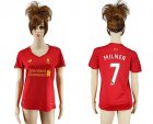 Womens Liverpool #7 Milner Red Home Soccer Club Jersey