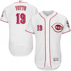 2016 Men Cincinnati Reds #19 Joey Votto Majestic White Flexbase Authentic Collection Player Jersey