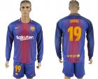 2017-18 Barcelona 19 DIGNE Home Long Sleeve Soccer Jersey