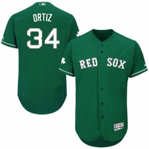 Men\'s Majestic Boston Red Sox #34 David Ortiz Green Celtic Flexbase Authentic Collection MLB Jersey