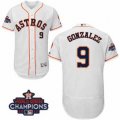 Astros #9 Marwin Gonzalez White Flexbase Authentic Collection 2017 World Series Champions Stitched MLB Jersey