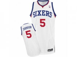 Men Adidas Philadelphia 76ers #5 Amir Johnson Authentic White Home NBA Jersey