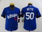 Dodgers #50 Mookie Betts Royal Youth 2021 City Connect Cool Base Jersey