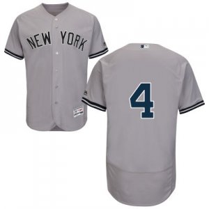 2016 Men New York Yankees #4 Lou Gehrig Majestic Gray Flexbase Authentic Collection Player Jersey