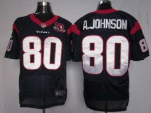 Nike NFL Houston Texans #80 Andre Johnson Blue[10th Patch]Elite Jerseys