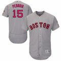 Men's Majestic Boston Red Sox #15 Dustin Pedroia Grey Flexbase Authentic Collection MLB Jersey