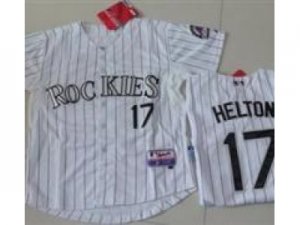 Youth Colorado Rockies #17 Helton White Jerseys