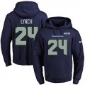 Nike Seattle Seahawks #24 Marshawn Lynch Navy Blue Name & Number Pullover NFL Hoodie