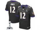 2013 super bowl xlvii Nike Baltimore Ravens #12 jones black jerseys[Elite]