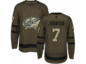 Youth Adidas Columbus Blue Jackets #7 Jack Johnson Green Salute to Service Stitched NHL Jersey