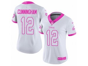 Women Nike Philadelphia Eagles #12 Randall Cunningham Limited White-Pink Rush Fashion NFL Jersey