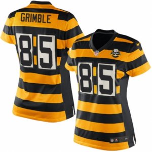 Women\'s Nike Pittsburgh Steelers #85 Xavier Grimble Limited Yellow Black Alternate 80TH Anniversary Throwback NFL Jersey