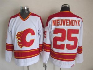 NHL Calgary Flames #25 Joe Nieuwendyk White CCM Throwback Jerseys