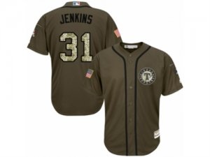 Youth Majestic Texas Rangers #31 Ferguson Jenkins Authentic Green Salute to Service MLB Jersey