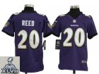 2013 Super Bowl XLVII Youth NEW NFL Baltimore Ravens 20 Ed Reed Purple Jerseys