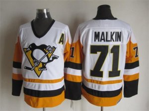 NHL Pittsburgh Penguins #71 Evgeni Malkin Throwback white-yellow jerseys