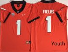 Georgia Bulldogs #1 Justin Fields Red Youth Nike College Football Jersey
