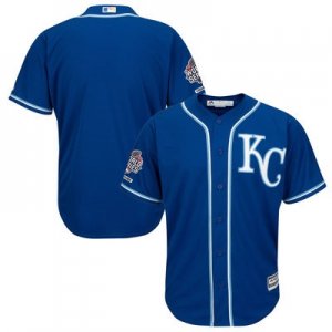 Men Kansas City Royals Blank Royal Cool Base 2015 World Series Champions Patch MLB Jersey