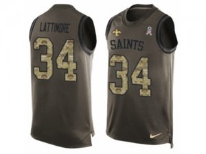 Mens Nike New Orleans Saints #34 Marshon Lattimore Limited Green Salute to Service Tank Top NFL Jersey