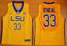 NCAA LSU Tigers #33 Shaquille O'Neal Gold Basketball Stitched Jerseys