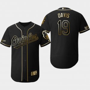 Orioles #19 Chris Davis Black Gold Flexbase Jersey