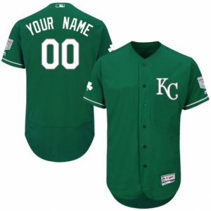 Mens Majestic Kansas City Royals Customized Green Celtic Flexbase Authentic Collection MLB Jersey