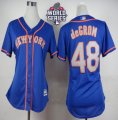 Women New York Mets #48 Jacob deGrom Blue(Grey NO.) Alternate Road W 2015 World Series Patch Stitched MLB Jersey