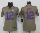 Nike Bills# 12 Jim Kelly Olive Women Salute To Service Limited Jersey