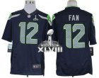 Nike Seattle Seahawks #12 Fan Steel Blue Team Color Super Bowl XLVIII NFL Limited Jersey