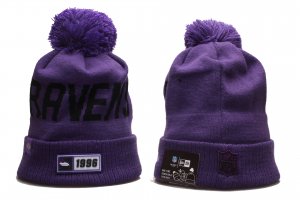 Ravens Team Logo Cuffed Pom Knit Hat YP