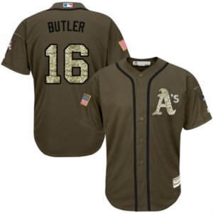 Men\'s Majestic Oakland Athletics #16 Billy Butler Replica Green Salute to Service MLB Jersey