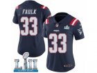 Women Nike New England Patriots #33 Kevin Faulk Limited Navy Blue Rush Vapor Untouchable Super Bowl LII NFL Jersey