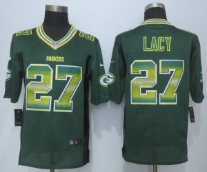 2015 New Nike Green Bay Packers #27 Lacy Green Strobe Jerseys(Limited)