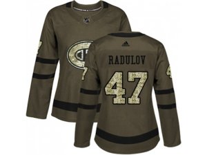 Women Adidas Montreal Canadiens #47 Alexander Radulov Green Salute to Service Stitched NHL Jersey