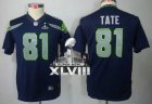 Nike Seattle Seahawks #81 Golden Tate Steel Blue Team Color Super Bowl XLVIII Youth NFL Jersey