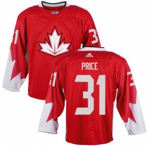 Youth Adidas Team Canada #31 Carey Price Premier Red Away 2016 World Cup Ice Hockey Jersey