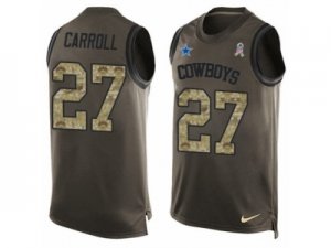 Mens Nike Dallas Cowboys #27 Nolan Carroll Limited Green Salute to Service Tank Top NFL Jersey