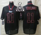 2015 Super Bowl XLIX Nike New England Patriots #11 Edelman Black Jerseys(Lights Out Elite)