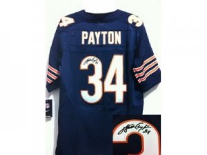 Nike Chicago Bears #34 Walter Payton Blue Jerseys(Signed Elite)