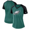 Philadelphia Eagles Nike Womens Top V Neck T-Shirt Midnight Gree Black