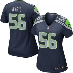 Women Nike Seattle Seahawks #56 Cliff Avril blue jerseys