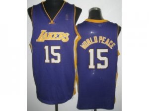 nba Los Angeles Lakers #15 Metta World Peace Purple Jerseys[Revolution 30]