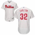 Men's Majestic Philadelphia Phillies #32 Steve Carlton White Red Strip Flexbase Authentic Collection MLB Jersey