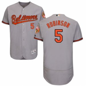 Men\'s Majestic Baltimore Orioles #5 Brooks Robinson Grey Flexbase Authentic Collection MLB Jersey