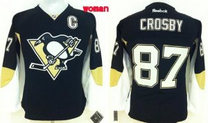 Women NHL Pittsburgh Penguins #87 Sidney Crosby black jerseys