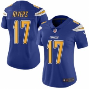 Women\'s Nike San Diego Chargers #17 Philip Rivers Limited Electric Blue Rush NFL Jersey