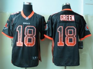 Nike Cincinnati Bengals #18 Green Black Jerseys(Drift Fashion Elite)