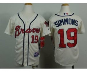 youth mlb jerseys atlanta braves #19 simmons cream